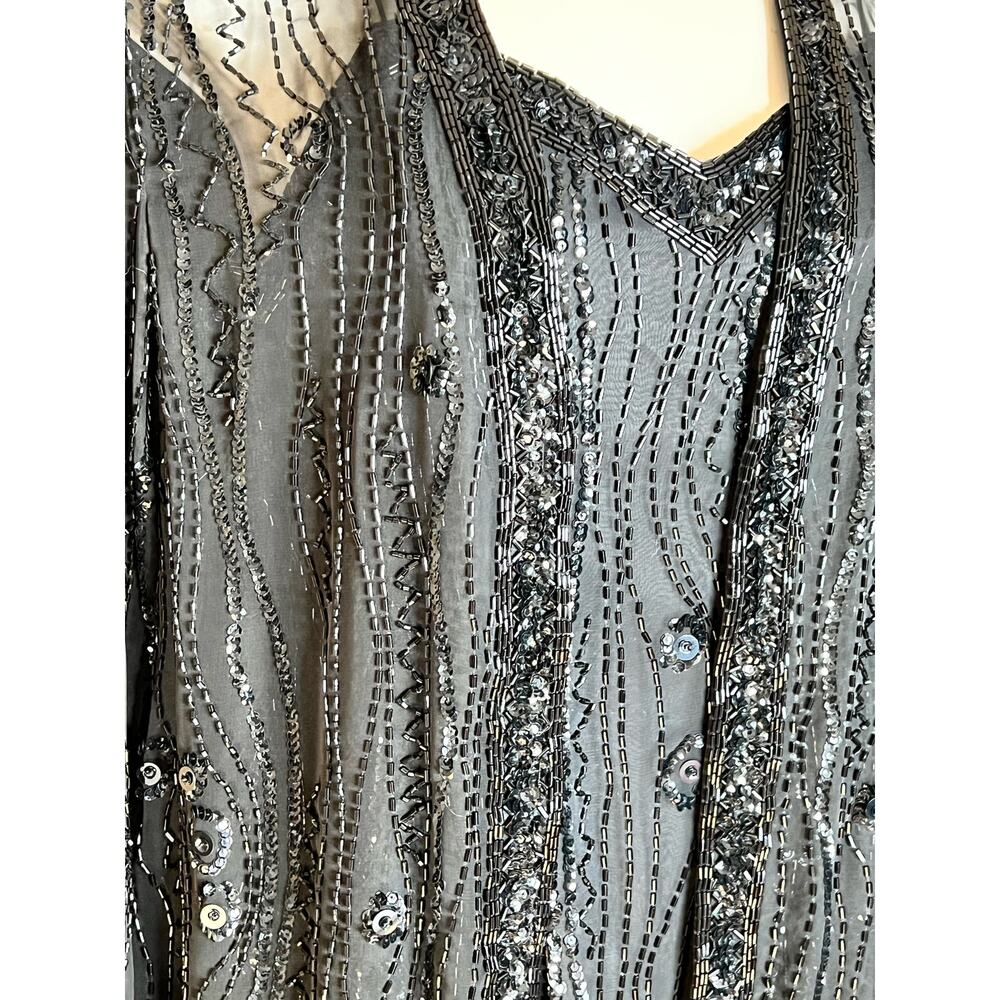 Nadine Boutique Black Beaded Sheath Dress and Jacket 5/6 Vintage - Picture 7 of 9